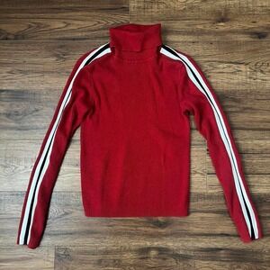 Brandy Melville Red Ribbed Turtleneck Top Y2K Racing Stripe Sweater Skater Small